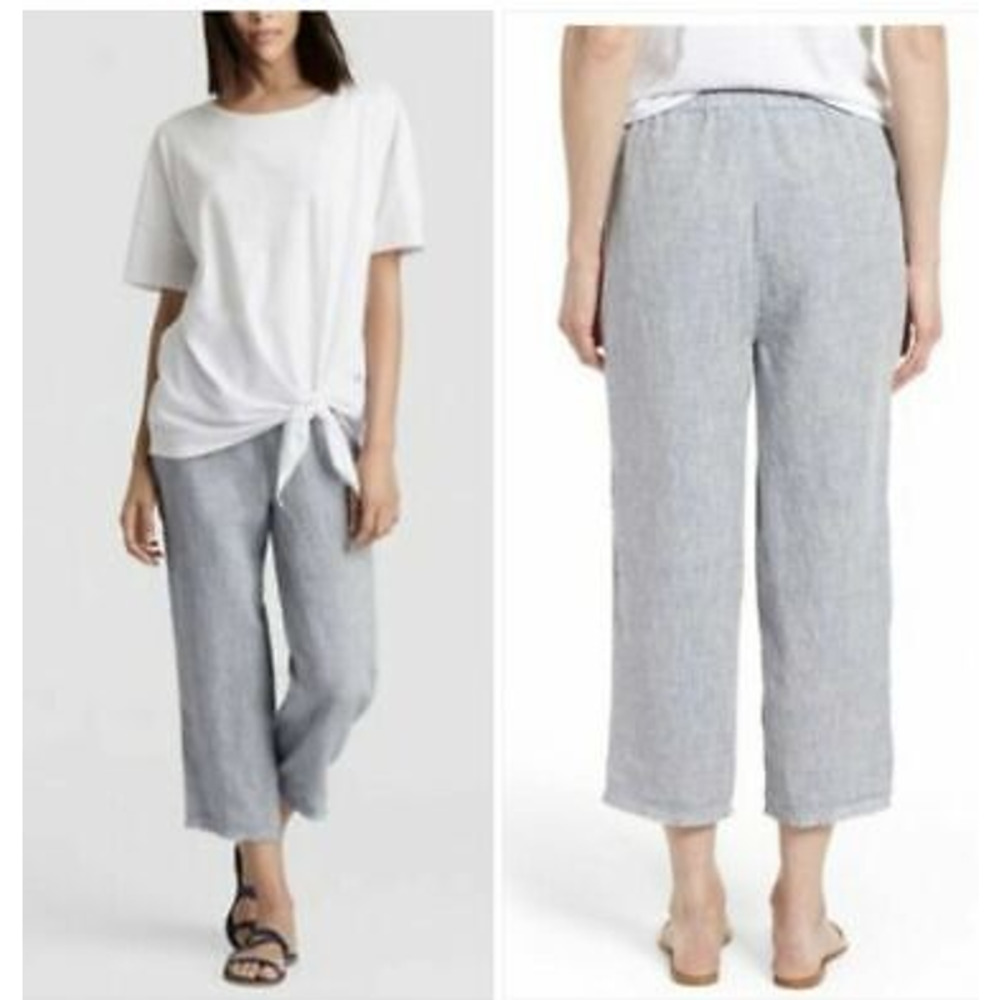 Eileen Fisher linen crop pant raw hem size XXS